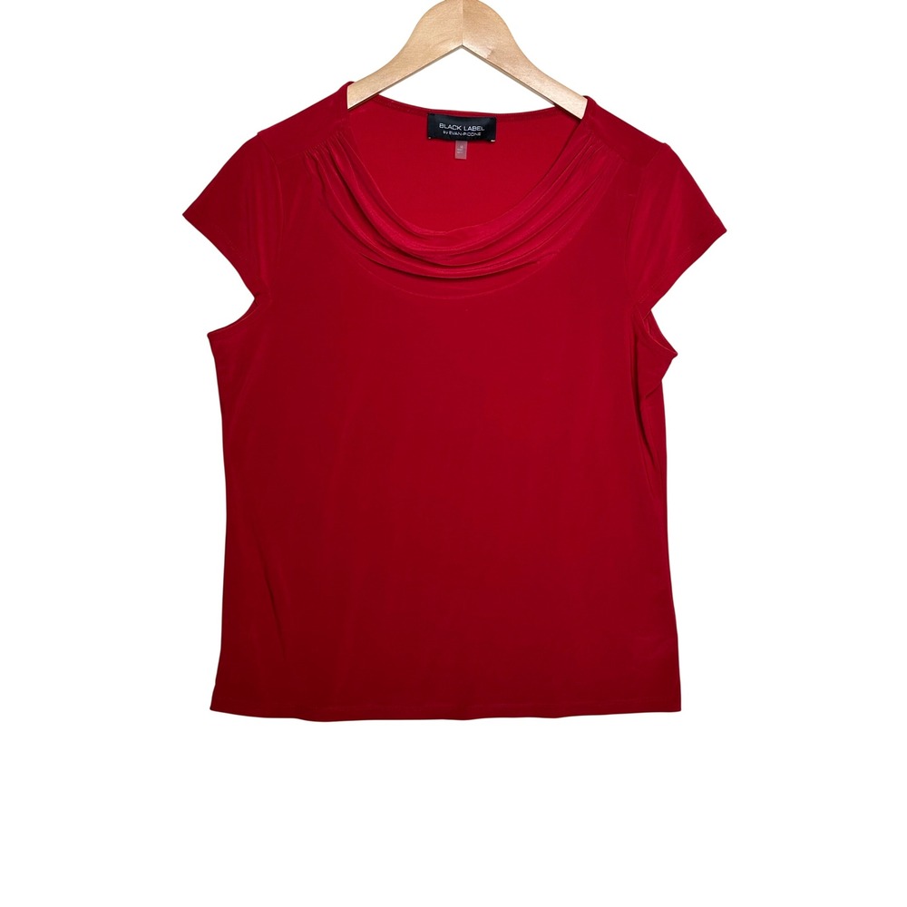 Black Label by Evan Picone Cap Sleeve Blouse size Medium Red